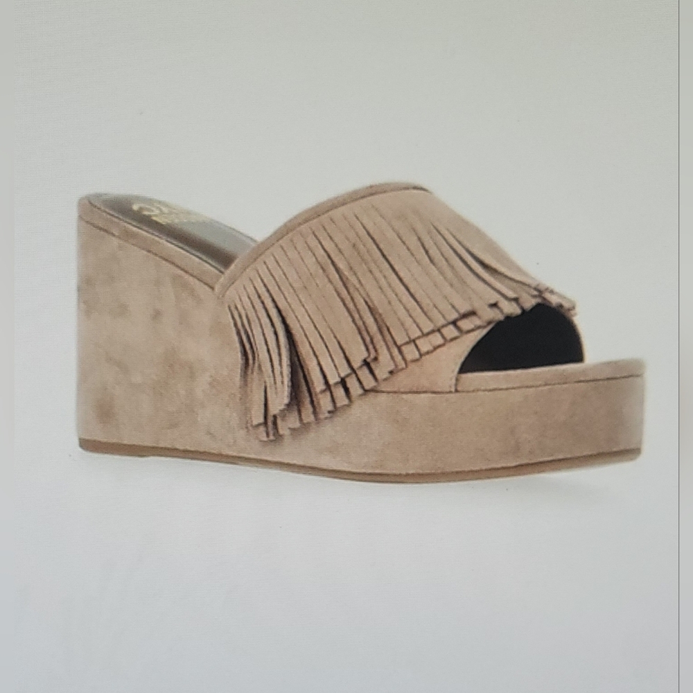 NIB Womens Boho Fringe Wedge Sexy Fun Casual To Evening Slide